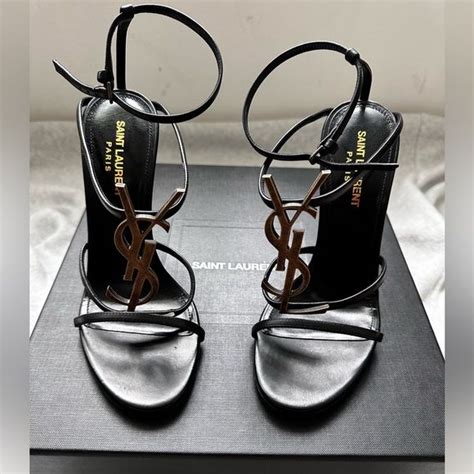 ysl palm tree sandals|SAINT LAURENT Calfskin Cassandra Palm Logo 110 Ankle .